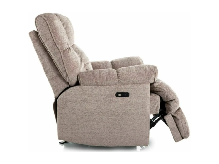 Fotoliu Homer Raven cu recliner electric, material textil bej inchis, 94x100–160 x H104 cm [3]