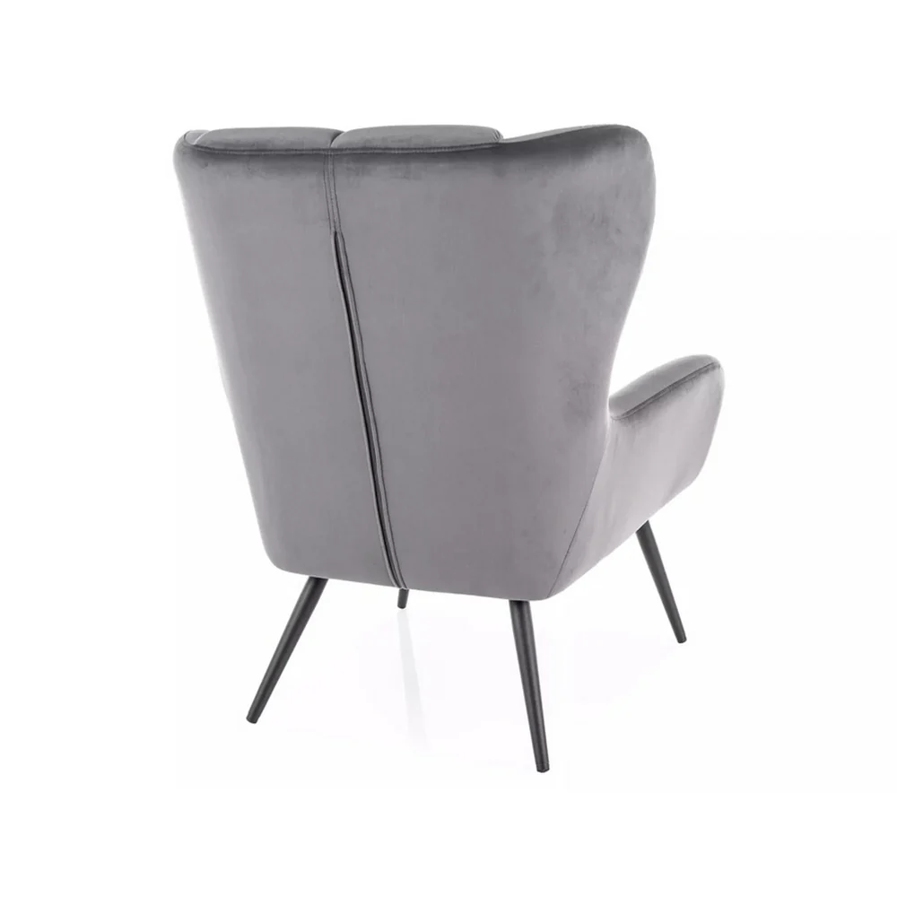 Fotoliu LOUIS VELVET, stofa catifelata gri - Bluvel 14, 75x87x91 cm [2]