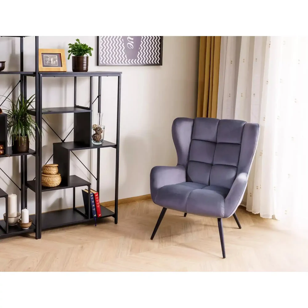 Fotoliu LOUIS VELVET, stofa catifelata gri - Bluvel 14, 75x87x91 cm [3]