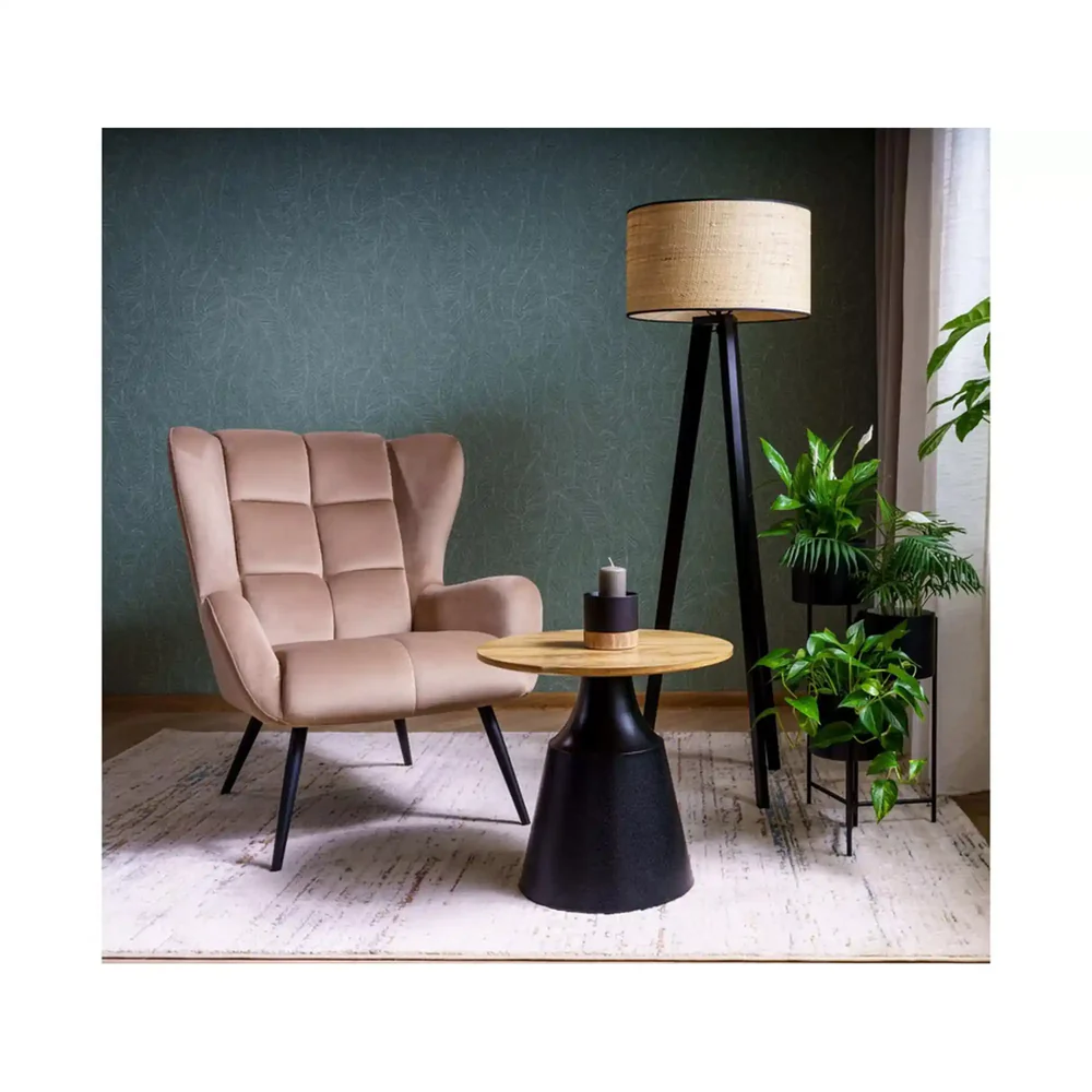 Fotoliu LOUIS VELVET, stofa catifelata bej, 75x87x91 cm [4]