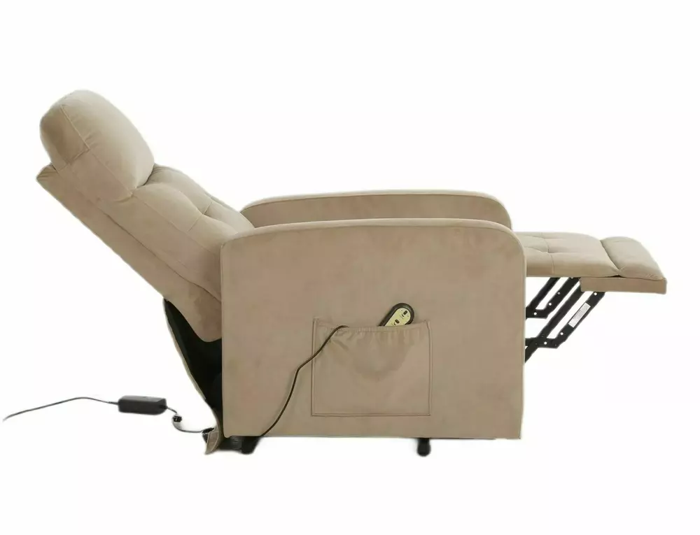 Fotoliu rabatabil Otus II, stofă catifelată beige, 66x92–144 x H100 cm [3]