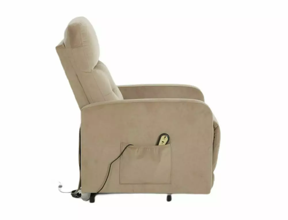Fotoliu rabatabil Otus II, stofă catifelată beige, 66x92–144 x H100 cm [2]