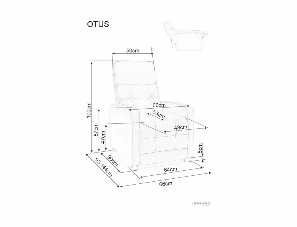 Fotoliu rabatabil Otus, stofă catifelată cappuccino, 66x92–144 x H100 cm [4]