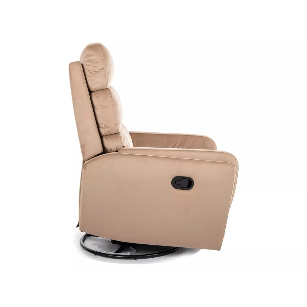 Fotoliu recliner Argos Velvet, stofă catifelată bej Bluvel 28, 78x84–162 x H107 cm [3]