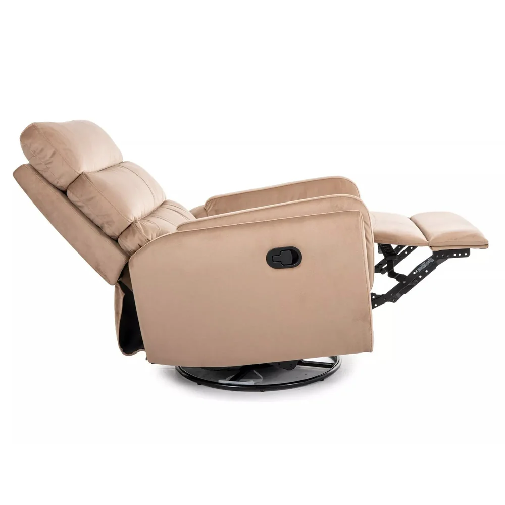 Fotoliu recliner Argos Velvet, stofă catifelată bej Bluvel 28, 78x84–162 x H107 cm [2]