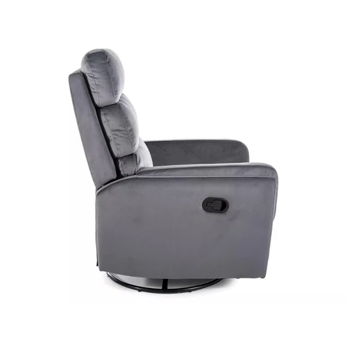 Fotoliu recliner Argos, stofă catifelată gri Bluvel 14, 78x84–162 x H107 cm [4]