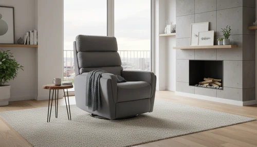 Fotoliu recliner Argos, stofă catifelată gri Bluvel 14, 78x84–162 x H107 cm [6]