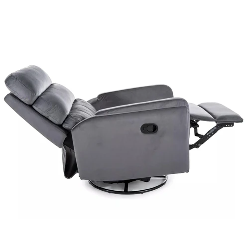 Fotoliu recliner Argos, stofă catifelată gri Bluvel 14, 78x84–162 x H107 cm [3]