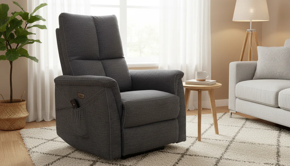 Fotoliu recliner cu funcție de masaj Neptun M, stofă clasică bej Brego 34, 76x94–160 x H96 cm [6]