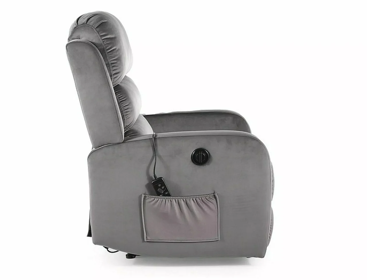 Fotoliu recliner cu funcție de masaj Pegaz M Velvet, gri, 64x88–160x102 cm [5]