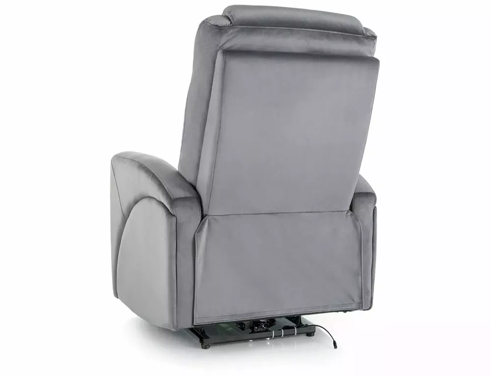Fotoliu recliner KRONOS, stofa catifelata gri, 79x94/160x107 cm [4]
