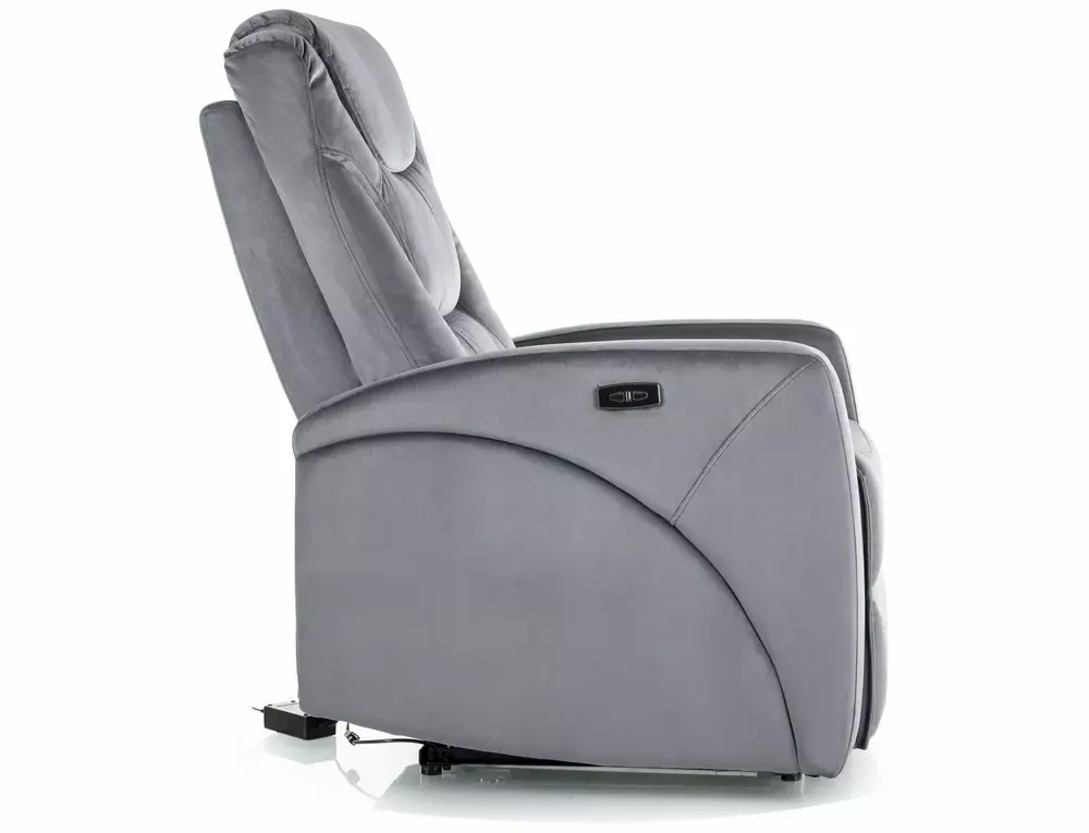 Fotoliu recliner KRONOS, stofa catifelata gri, 79x94/160x107 cm [5]