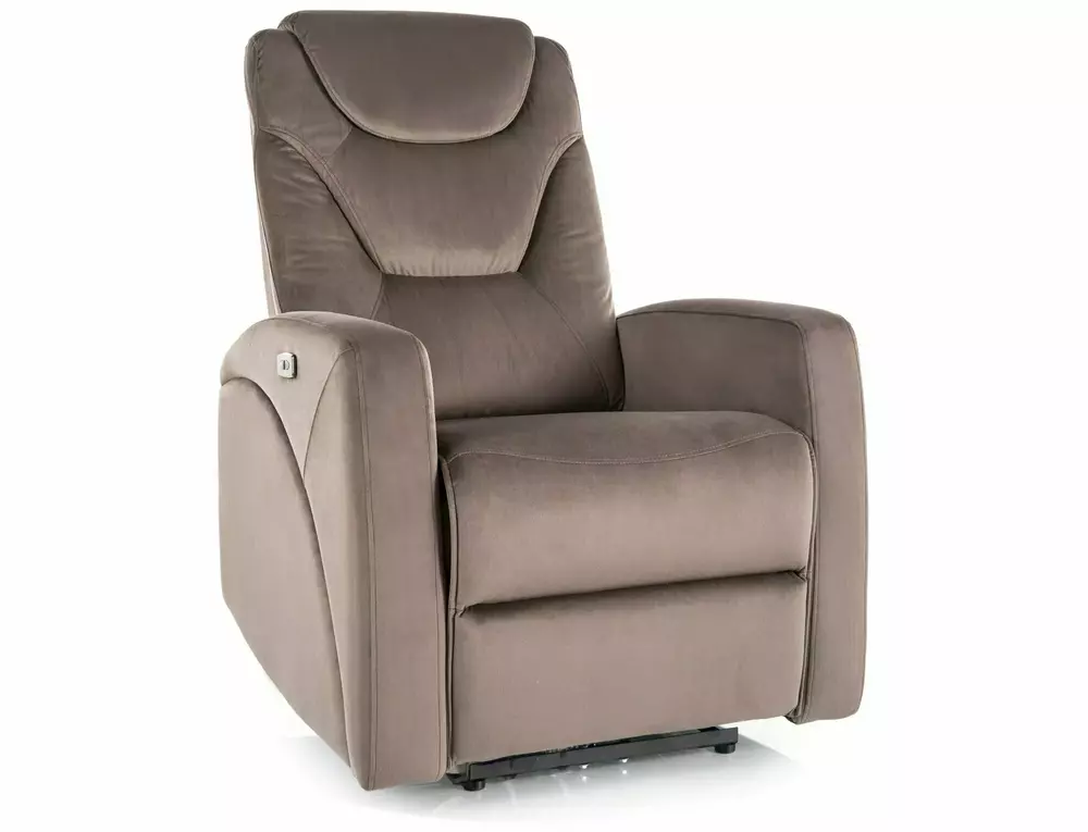 Fotoliu recliner KRONOS – stofa catifelată cappuccino, 79x94/160x107 cm [5]