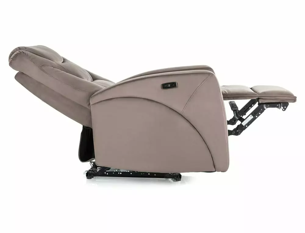 Fotoliu recliner KRONOS – stofa catifelată cappuccino, 79x94/160x107 cm [2]