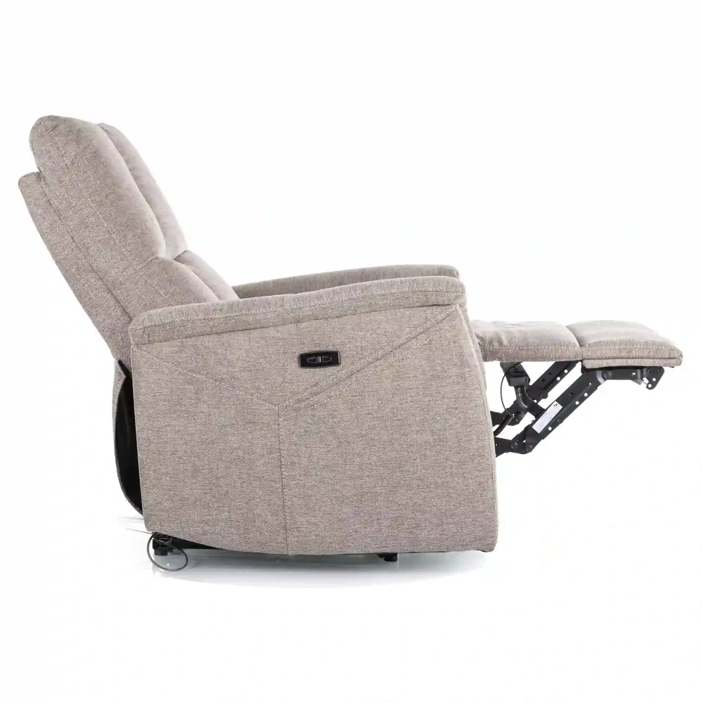 Fotoliu recliner cu funcție de masaj Neptun M, stofă clasică bej Brego 34, 76x94–160 x H96 cm [3]