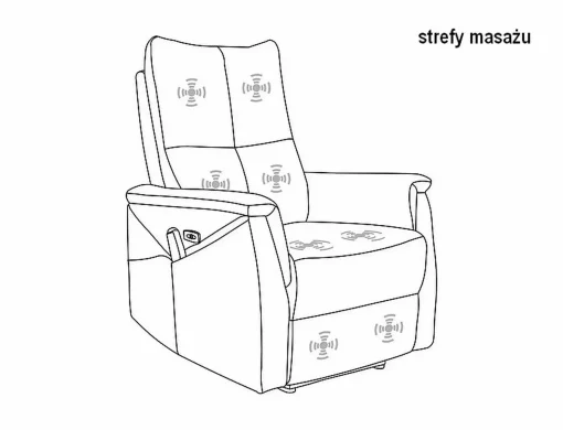 Fotoliu recliner cu funcție de masaj Neptun M Velvet, negru Blu19, 76x94/160x96 cm - [3]