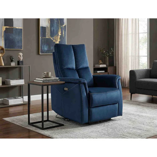 Fotoliu recliner Neptun, albastru închis/negru, stofă catifelată / metal, 76x94–160 x H96 cm [4]