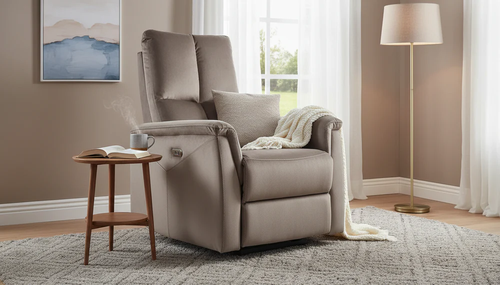 Fotoliu recliner NEPTUN, cappuccino, stofa catifelata/metal, 76x94/160x96 cm [6]