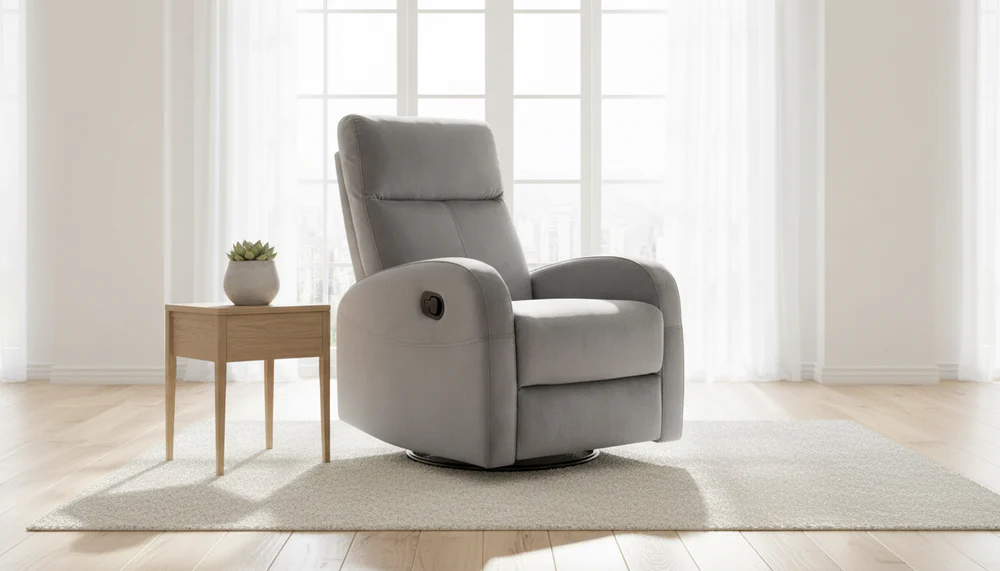 Fotoliu recliner Olimp, stofă catifelată gri Bluvel 14, 72x80–160 x H101 cm [3]