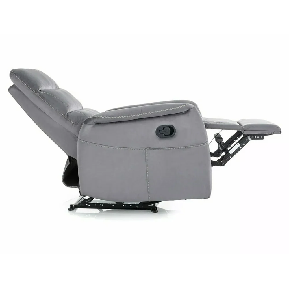 Fotoliu recliner SOLON M, stofa catifelata gri - Bluvel 14, 74x86/162x106 cm [4]