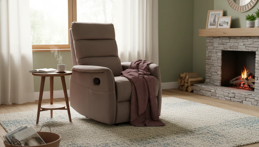 Fotoliu recliner Solon M, stofă catifelată cappuccino, 74x86–162 x H106 cm [5]