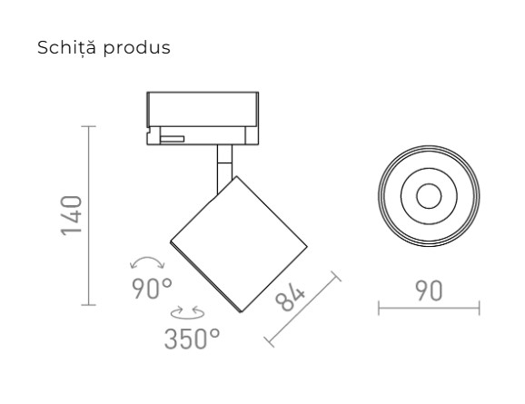 Spot LED cilindric pentru șinele cu 3 circuite. [4]