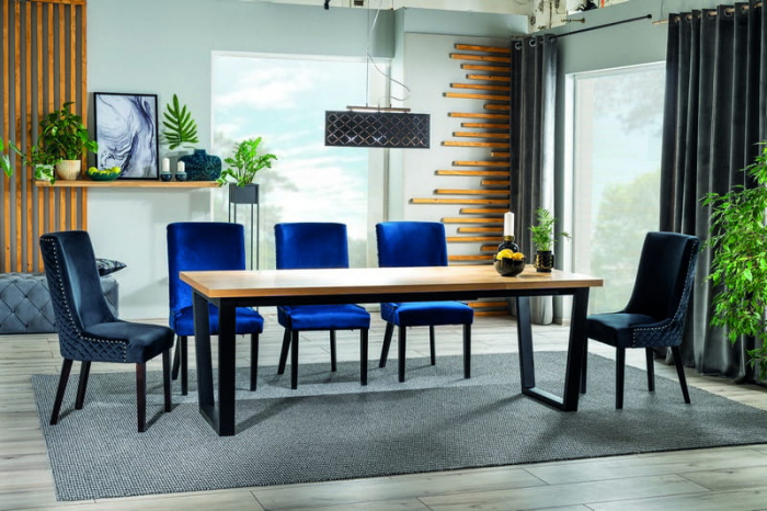 Scaun Leon Velvet Albastru – 55lx45Ax99h cm [3]