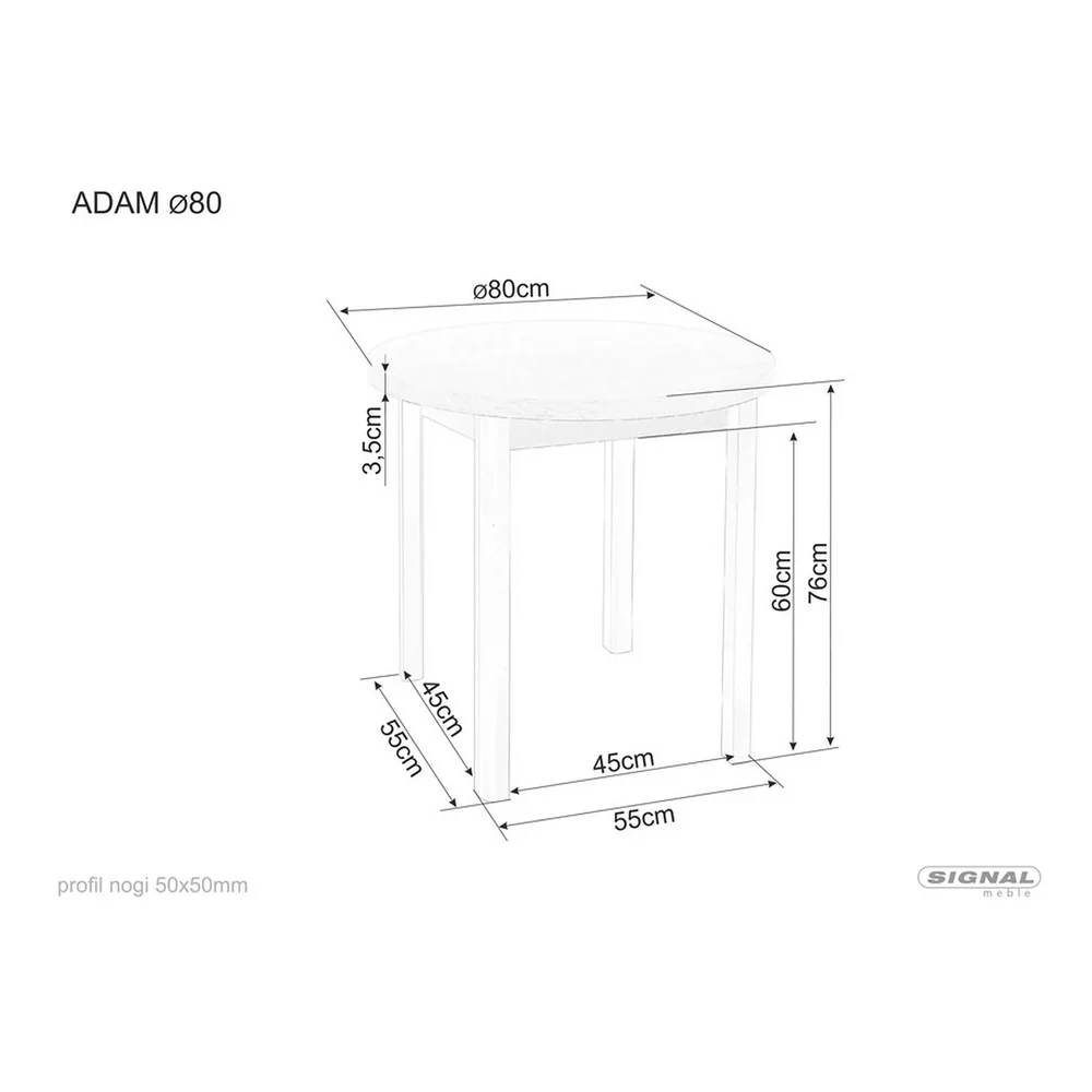 Masa ADAM - 80x80x75 cm, stejar artisan/negru, PAL laminat [3]