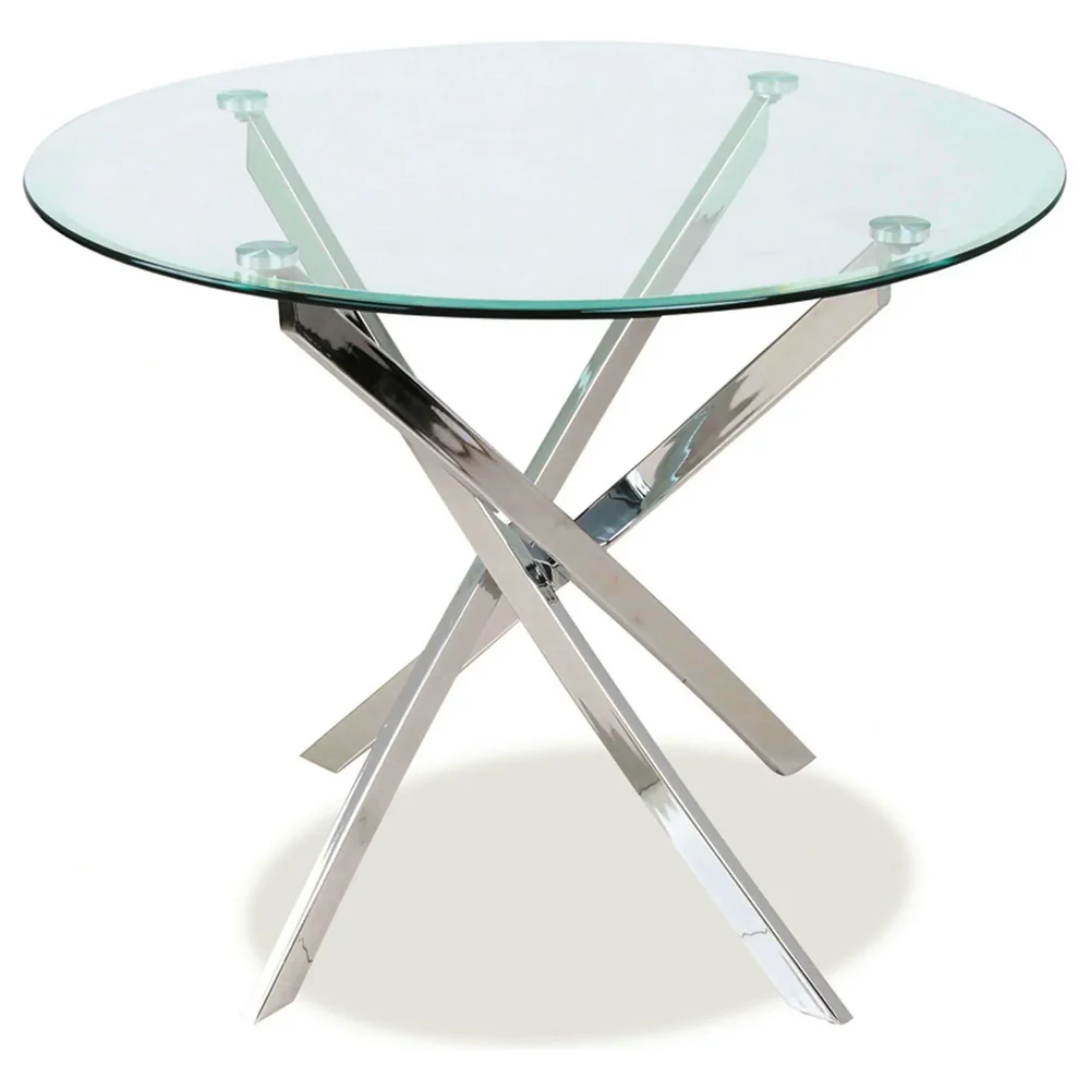 Masa AGIS, transparent/crom, sticla/metal, 90x90x73 cm [2]