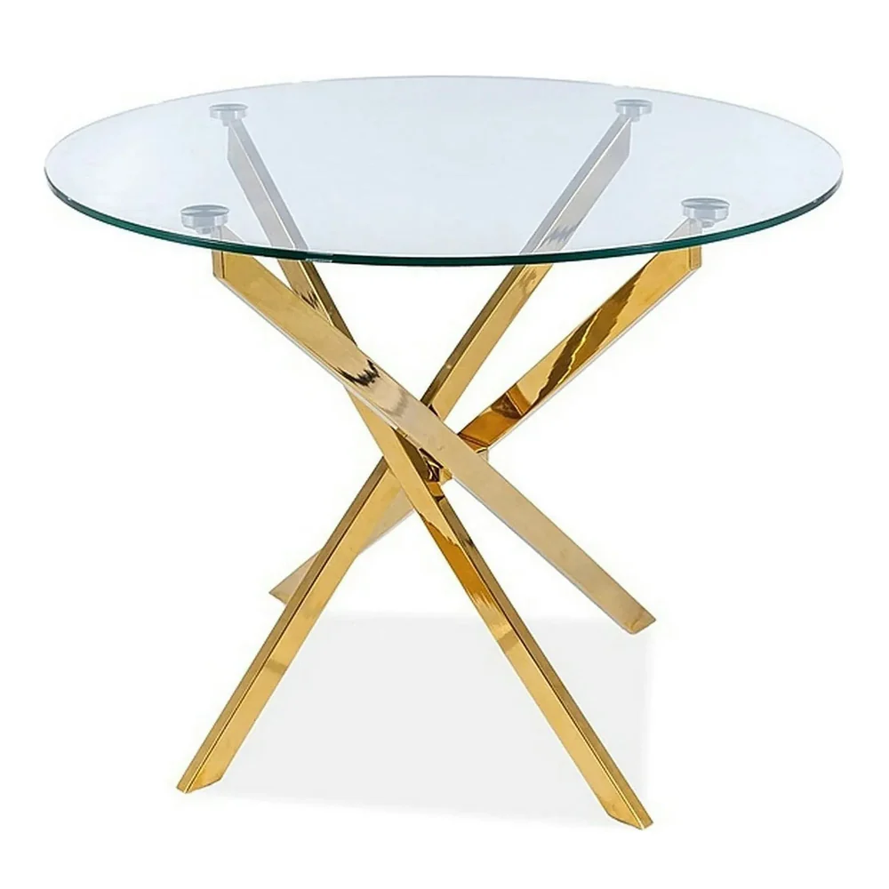 Masa AGIS, transparent/gold, sticla/metal, 90x90x73 cm [3]