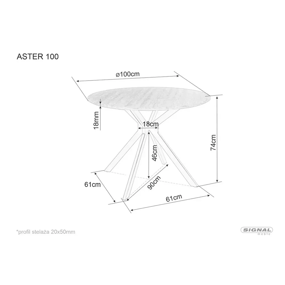 Masa ASTER, stejar/negru, 120x120x76 cm [4]