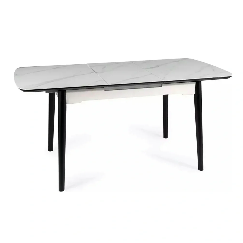 Masa extensibila APOLLO, alb cu efect de marmura/negru, 120/160x80x76 cm [7]