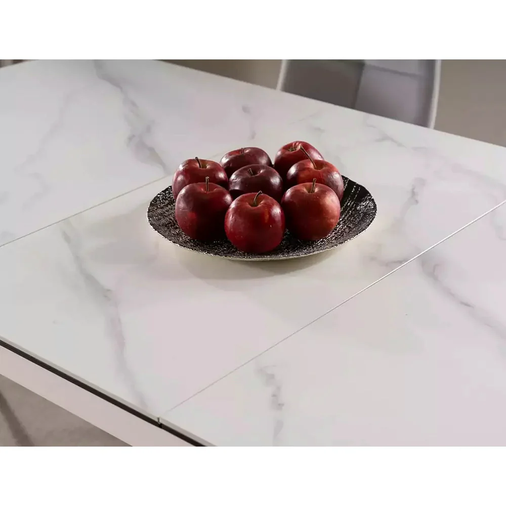 Masa extensibila APOLLO, alb cu efect de marmura/negru, 120/160x80x76 cm [9]
