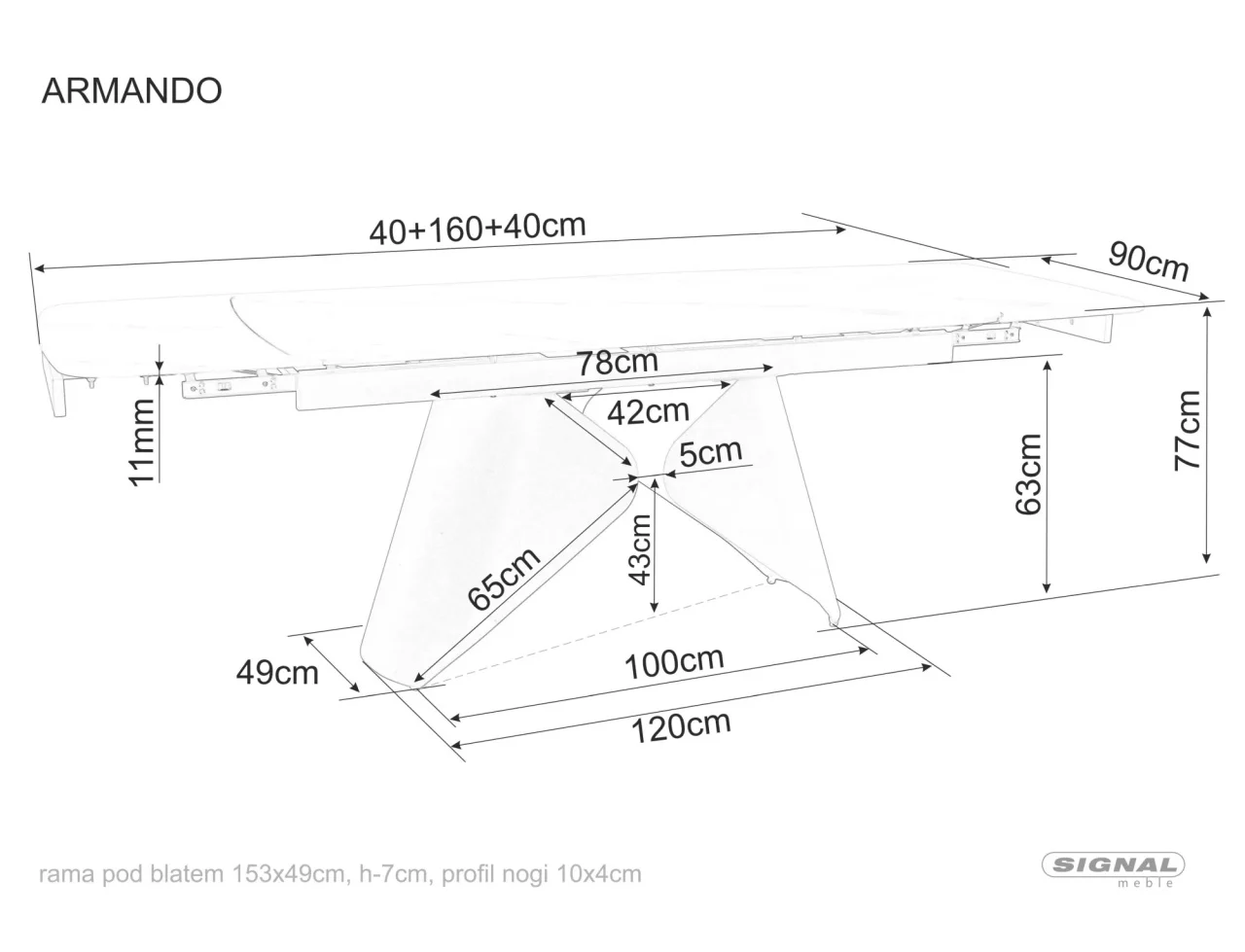 Masa extensibila Armando alb/negru L160-240xl90 cm [6]