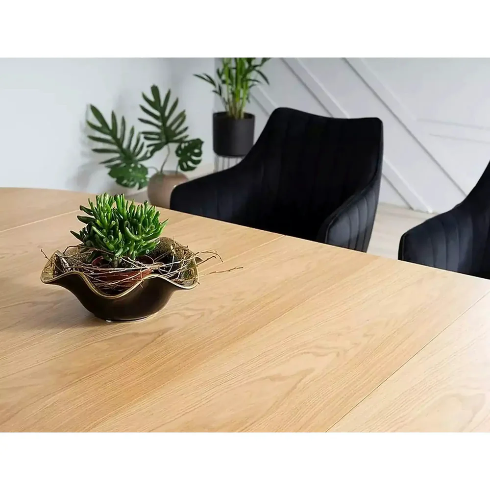 Masa DOMINGO, stejar natural/negru, PAL laminat, 100/250x100x76 cm [3]
