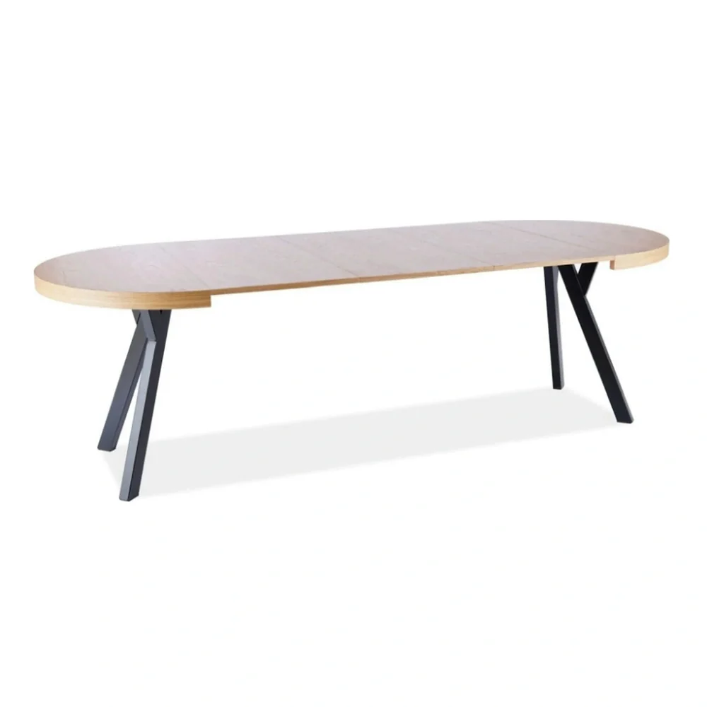 Masa DOMINGO, stejar natural/negru, PAL laminat, 100/250x100x76 cm [8]