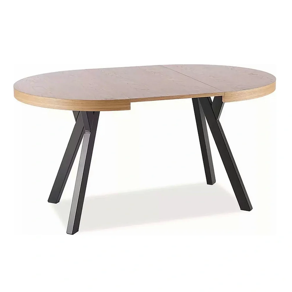 Masa DOMINGO, stejar natural/negru, PAL laminat, 100/250x100x76 cm [4]