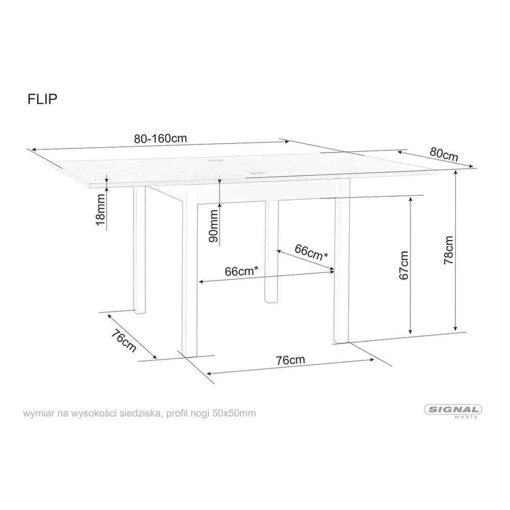 Masa extensibila FLIP, stejar artisan/negru, PAL laminat, 80/160x80x78 cm [2]