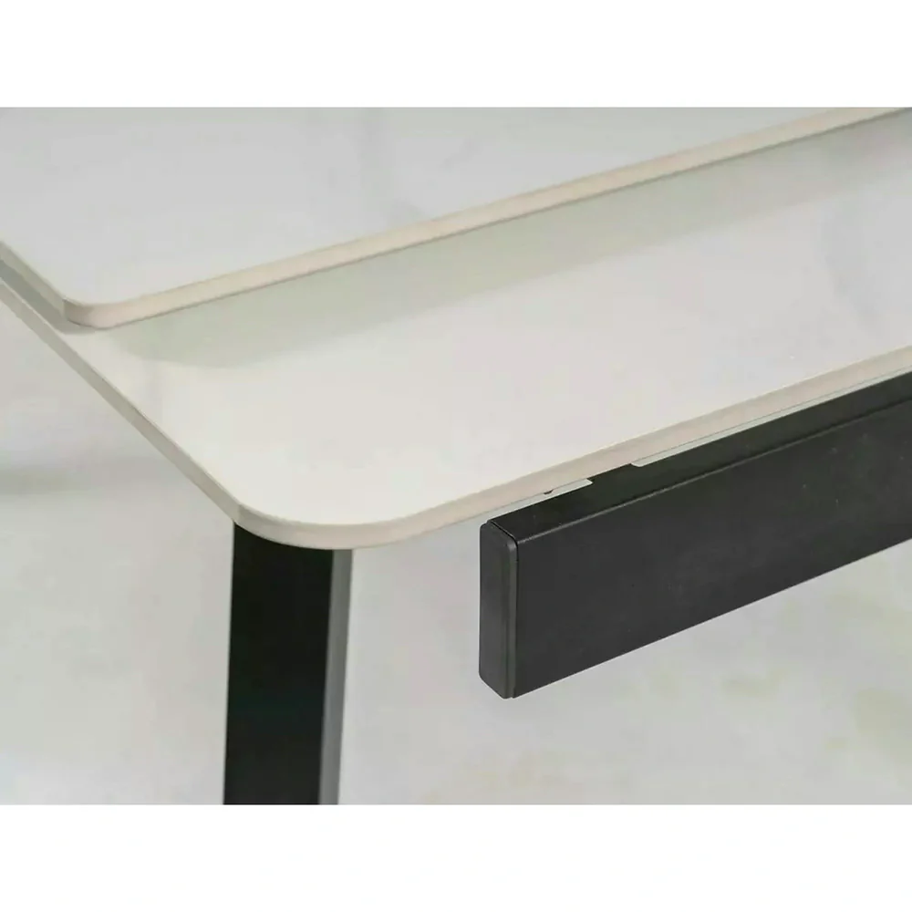 Masa extensibila JOHN, crem cu efect de marmura/negru mat,120/180x85x76 cm [4]