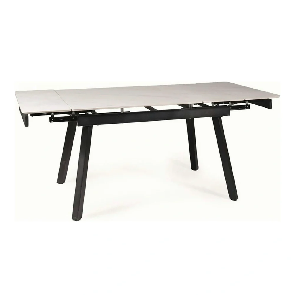 Masa extensibila JOHN, crem cu efect de marmura/negru mat,120/180x85x76 cm [3]