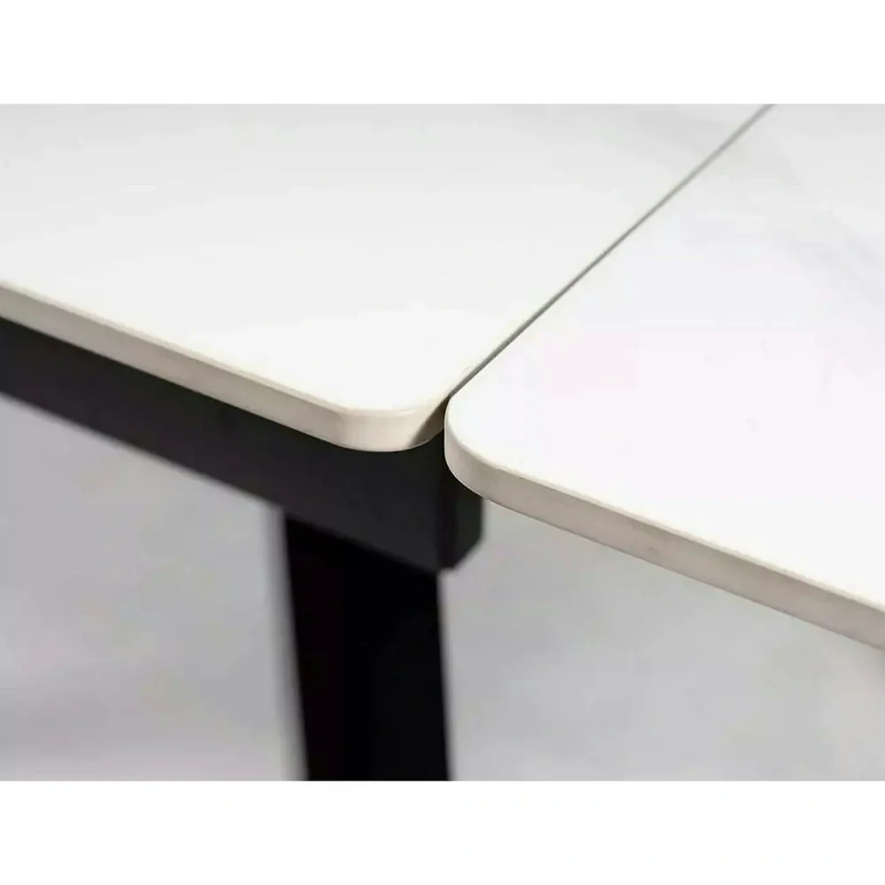 Masa extensibila JOHN, crem cu efect de marmura/negru mat,120/180x85x76 cm [5]