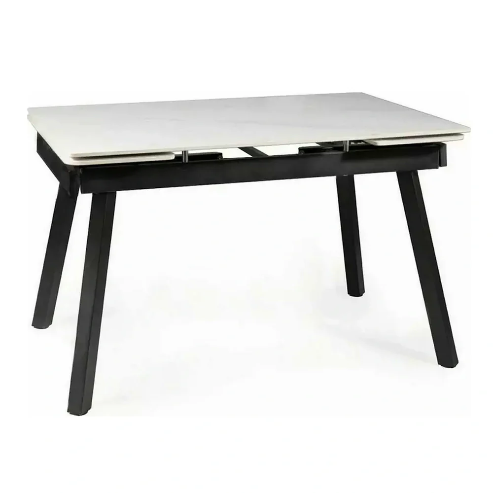 Masa extensibila JOHN, crem cu efect de marmura/negru mat,120/180x85x76 cm [2]