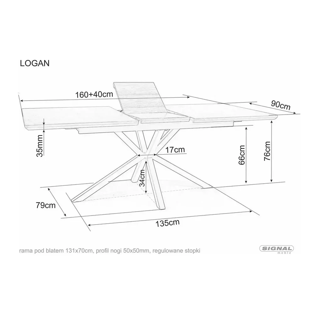 Masa extensibila LOGAN, stejar/negru 160/200x90x75 cm [7]