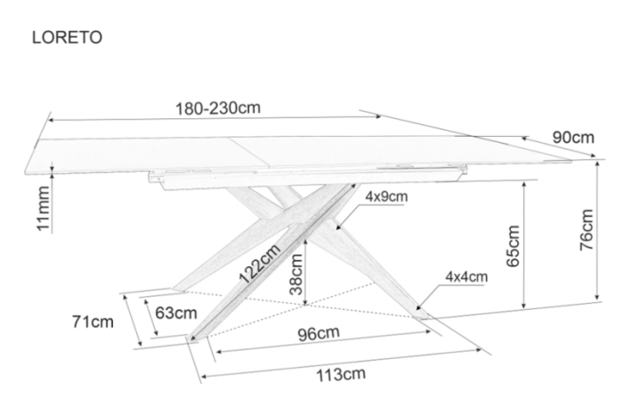 Masa extensibila Loreto Ceramic maro Ossido Bruno L180-230 cm x l 90 cm x h 76 cm [6]