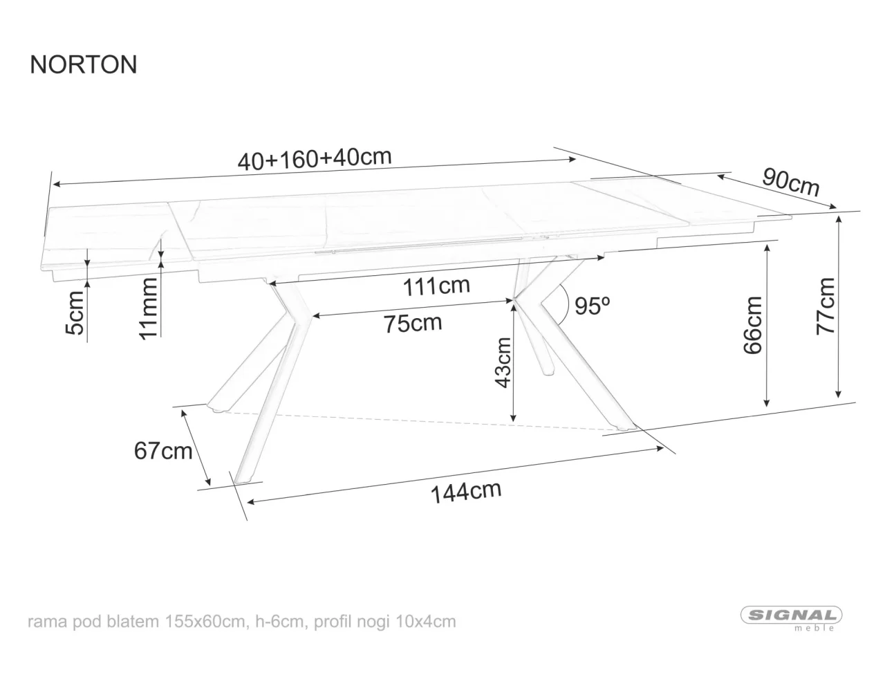 Masa extensibila Norton neagra L160-240xl90 cm [6]