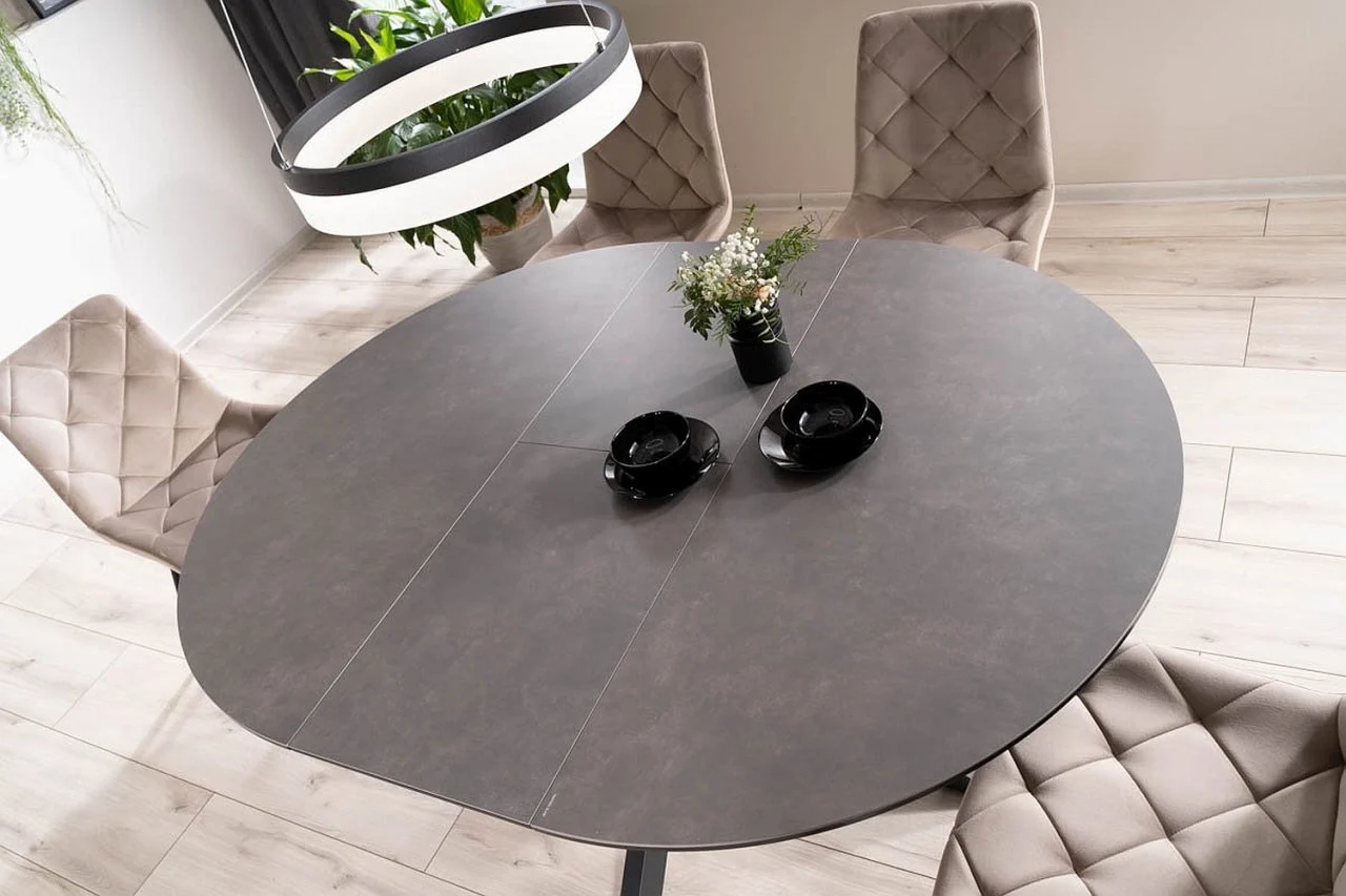 Masa extensibila Porto Ceramica gri inchis/negru mat – L120-160 cm [3]