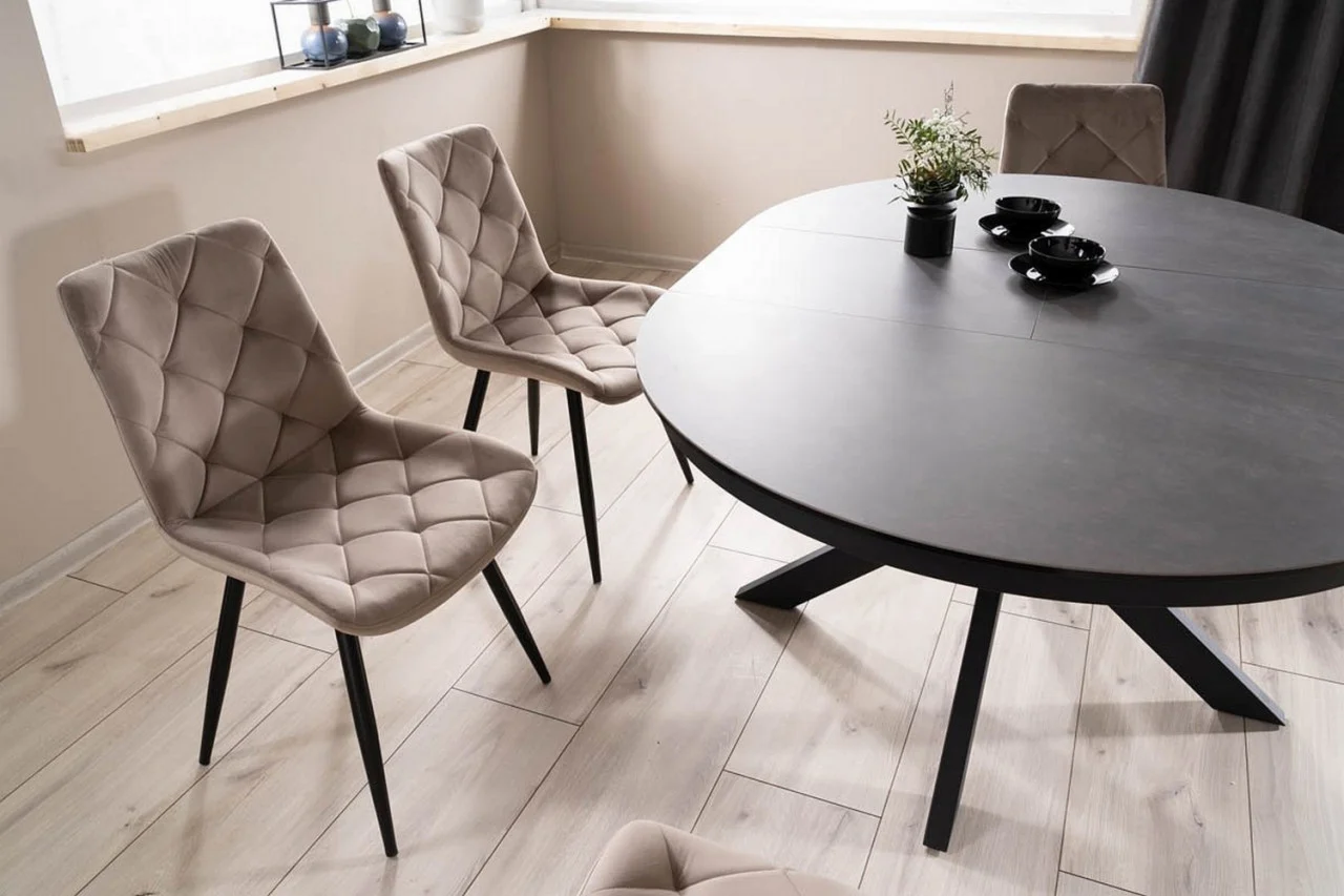 Masa extensibila Porto Ceramica gri inchis/negru mat – L120-160 cm [2]