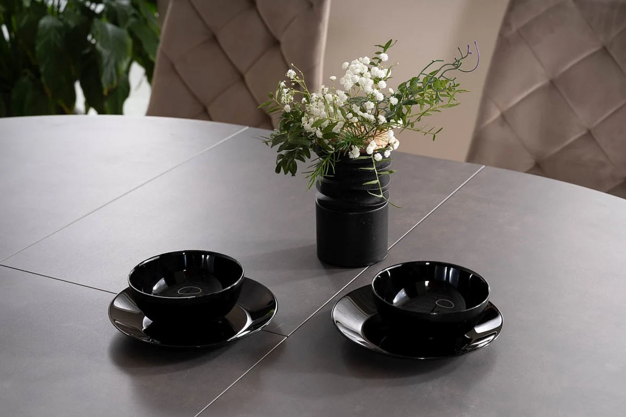 Masa extensibila Porto Ceramica gri inchis/negru mat – L120-160 cm [6]