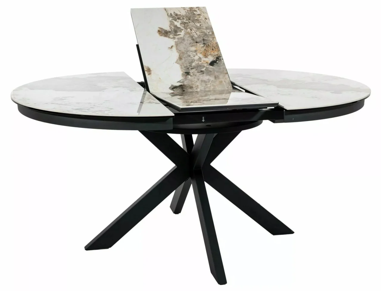 Masa extensibila Porto Ceramic alb lucios/negru mat L120-160xl120 cm [6]