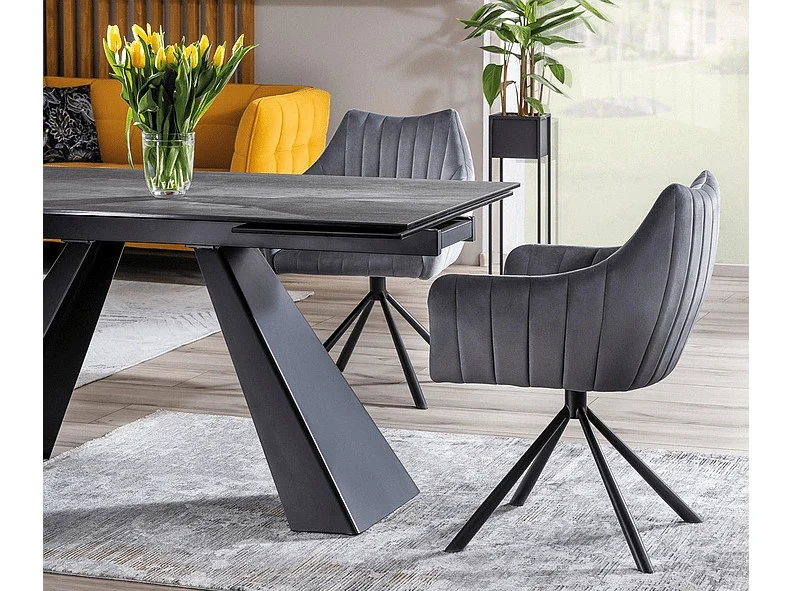 Masa extensibila Salvadore Ceramic gri ANTHRACITE/negru mat [2]